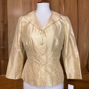 Vintage 100% silk - Tailored & beaded 3/4 sleeve - beautiful ecru Blazer - 6 NWT